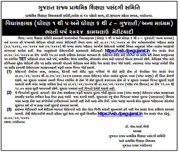 Vidyasahayak Bharti Provisional Merit List